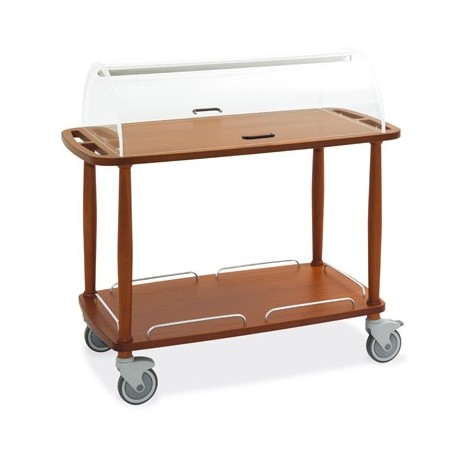 Carrello in legno ciliegio con cupola 2 piani