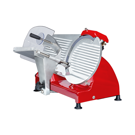 affettatrice - lama made in Italy 25 cm affettatrice professionale,  51x42xh39 cm 240 Watt 16,4 Kg lama, spessore taglio 0-12mm, 282 RPM colore  rosso, H.KOENIG