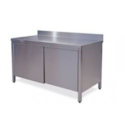 Tavolo Armadiato inox 100 x 70    H 85 cm Con Alzatina