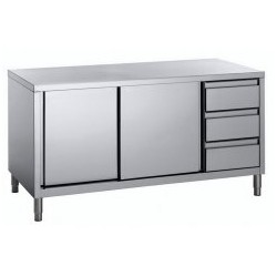 Tavolo Armadiato inox 160 x 70    H 85 cm con 3 cassetti