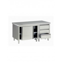 Tavolo Armadiato inox 200 x 70    H 85 cm con 3 cassetti