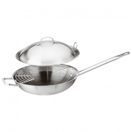 Padella WOK acciaio inox con griglia