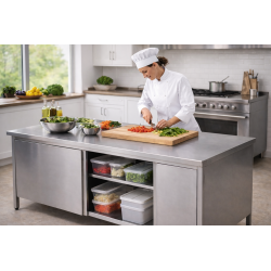 Tavolo Armadiato inox 120 x 70    H 85 cm Con Alzatina