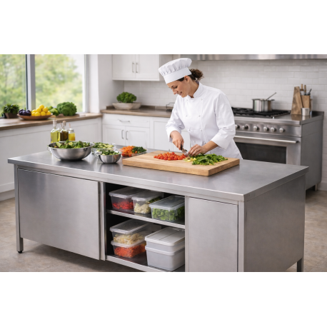 Tavolo Armadiato inox 120 x 70    H 85 cm Con Alzatina