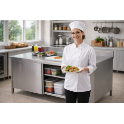 Tavolo Armadiato inox 160 x 70    H 85 cm   Con Alzatina