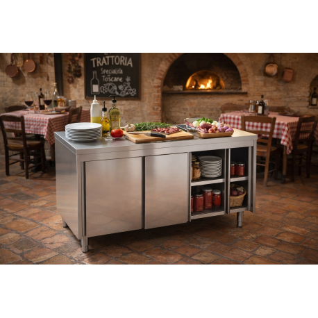 Tavolo Armadiato inox 200 x 70    H 85 cm
