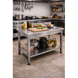Tavolo inox 70 x 70    H 85 cm Con Alzatina