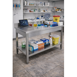 Tavolo inox 100 x 70    H 85 cm Con Alzatina