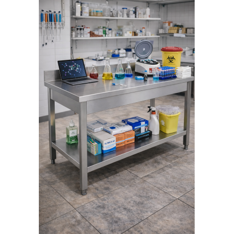 Tavolo inox 100 x 70    H 85 cm Con Alzatina