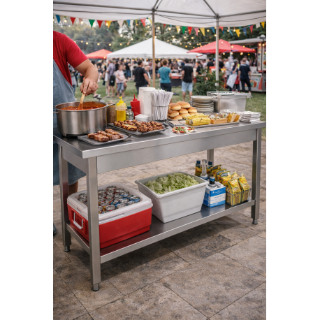 Tavolo inox 140 x 70    H 85 cm