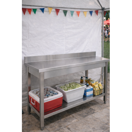 Tavolo inox 160 x 70    H 85 cm Con Alzatina