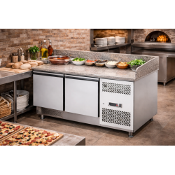 Tavolo Pizza refrigerato GN 1/1 2 porte e piano in granito