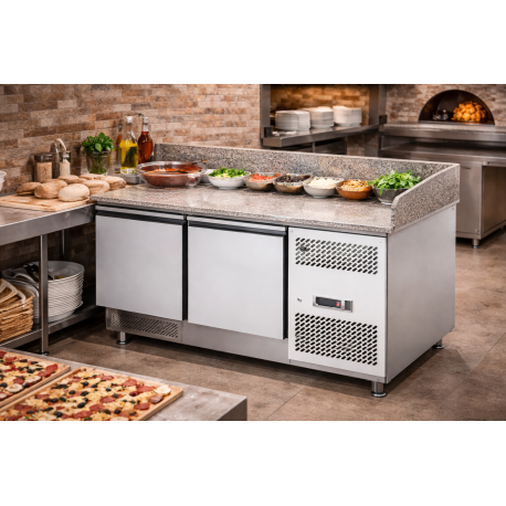 Tavolo Pizza refrigerato GN 1/1 2 porte e piano in granito
