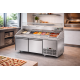 Tavolo Pizza refrigerato GN 1/1 2 porte, piano in granito e vetrina refrigerata