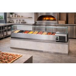 Vetrinetta per condimenti pizza 215 cm vetri piani