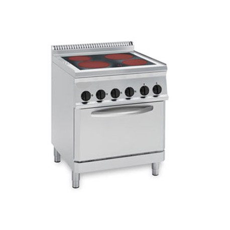 Piano cottura in vetroceramica 4 piani 70x70 con forno - DOM Macchine  Alimentari