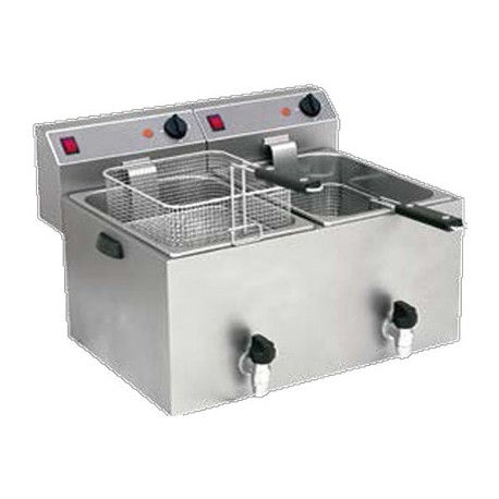 Friggitrice elettrica 9 + 9 litri con scarico